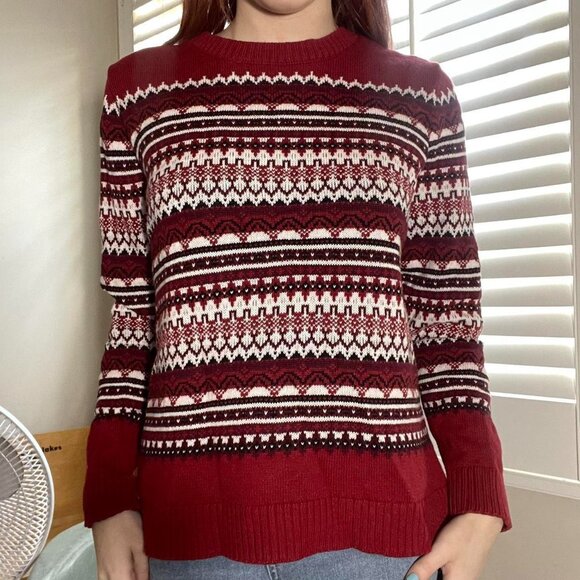 Vintage Burgundy Knit Sweater - Picture 1 of 4